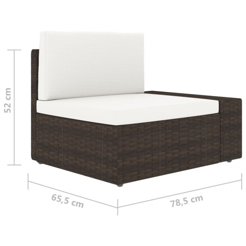 Sofa modułowa 3-osobowa, rattan PE, brązowa