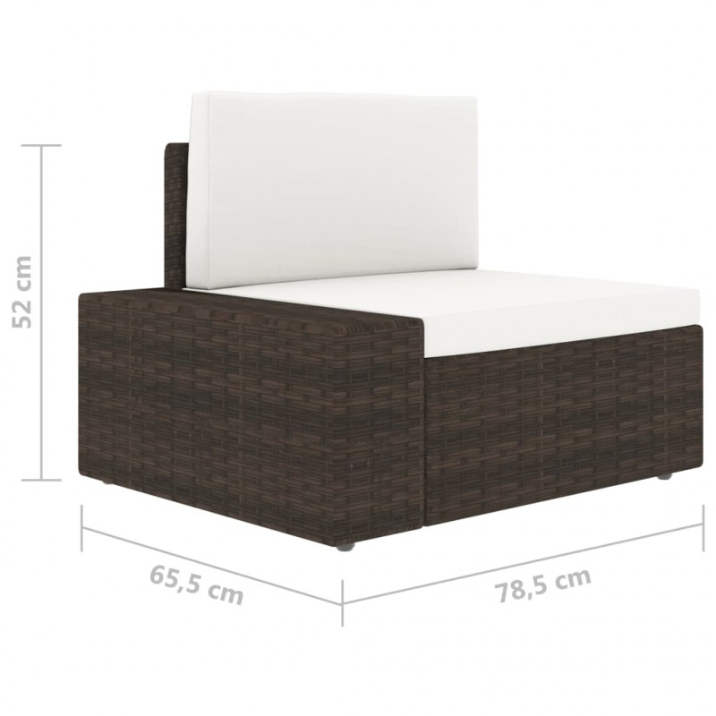 Sofa modułowa 3-osobowa, rattan PE, brązowa