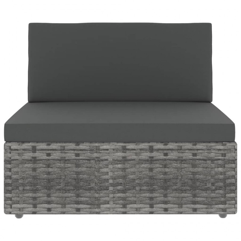 Modułowe siedzisko środkowe, rattan PE, szare