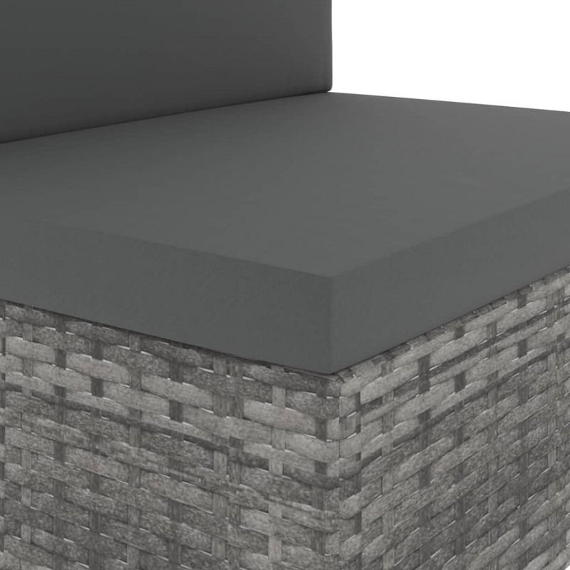 Modułowe siedzisko środkowe, rattan PE, szare