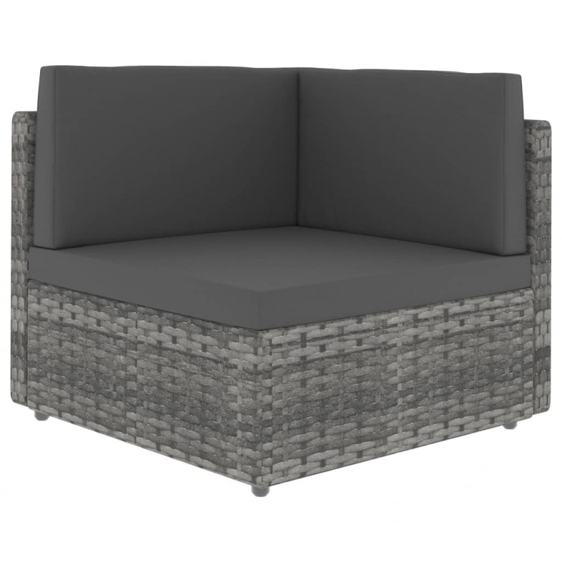 Modułowe siedzisko narożne, rattan PE, szare
