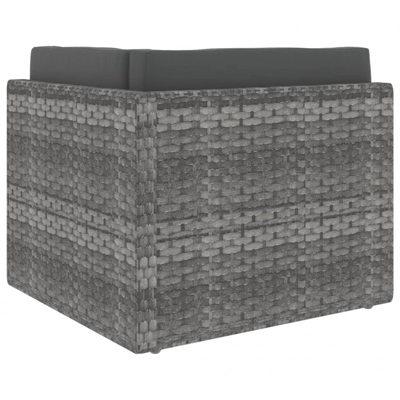 Modułowe siedzisko narożne, rattan PE, szare