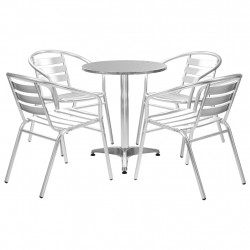 5-częściowy zestaw mebli ogrodowych, aluminium, srebrny
