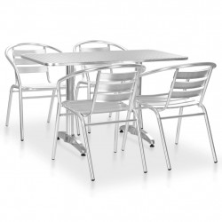 5-częściowy zestaw mebli ogrodowych, aluminium, srebrny