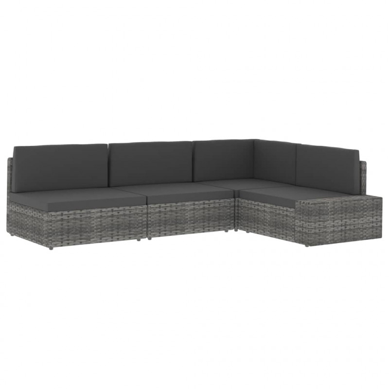 Sofa modułowa 2-osobowa, rattan PE, szara
