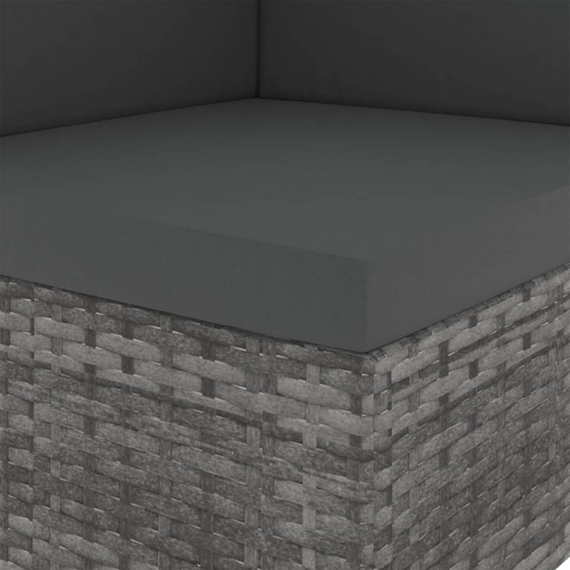 Sofa modułowa 2-osobowa, rattan PE, szara