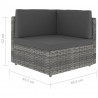 Sofa modułowa 2-osobowa, rattan PE, szara