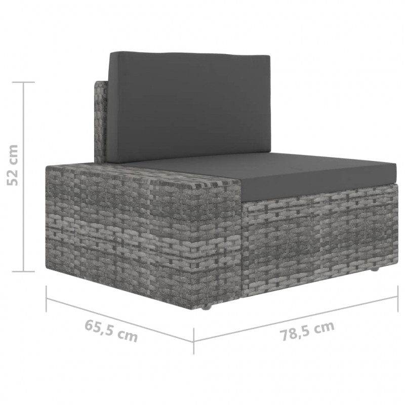 Sofa modułowa 2-osobowa, rattan PE, szara