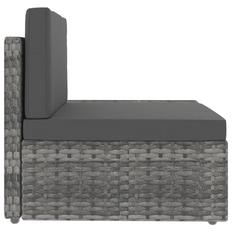 Sofa modułowa 3-osobowa, rattan PE, szara