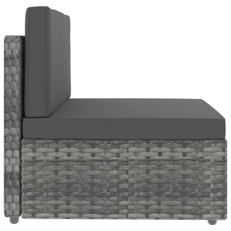 Sofa modułowa 3-osobowa, rattan PE, szara