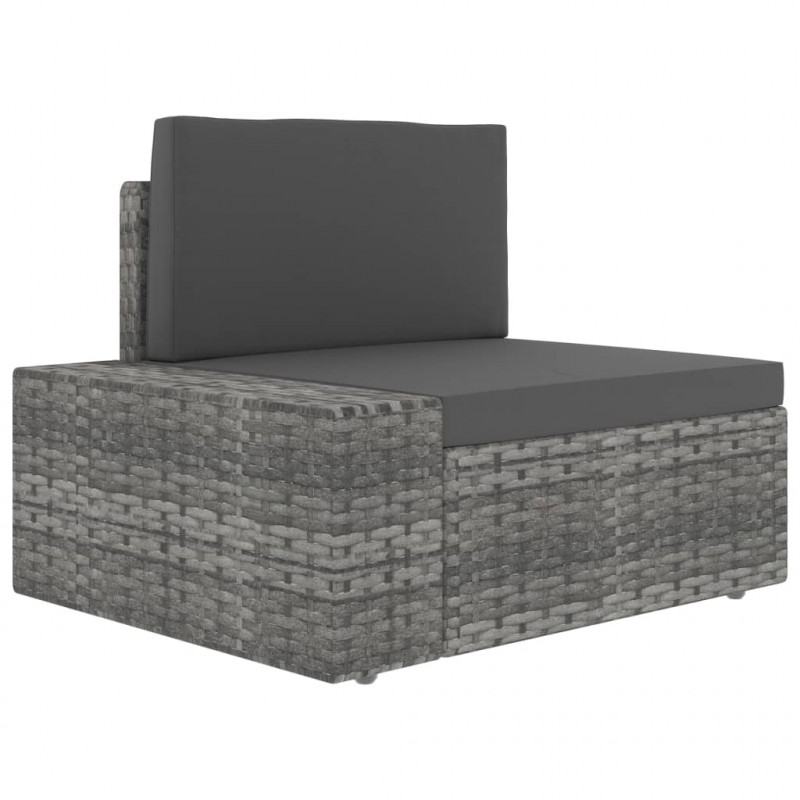 Sofa modułowa 3-osobowa, rattan PE, szara