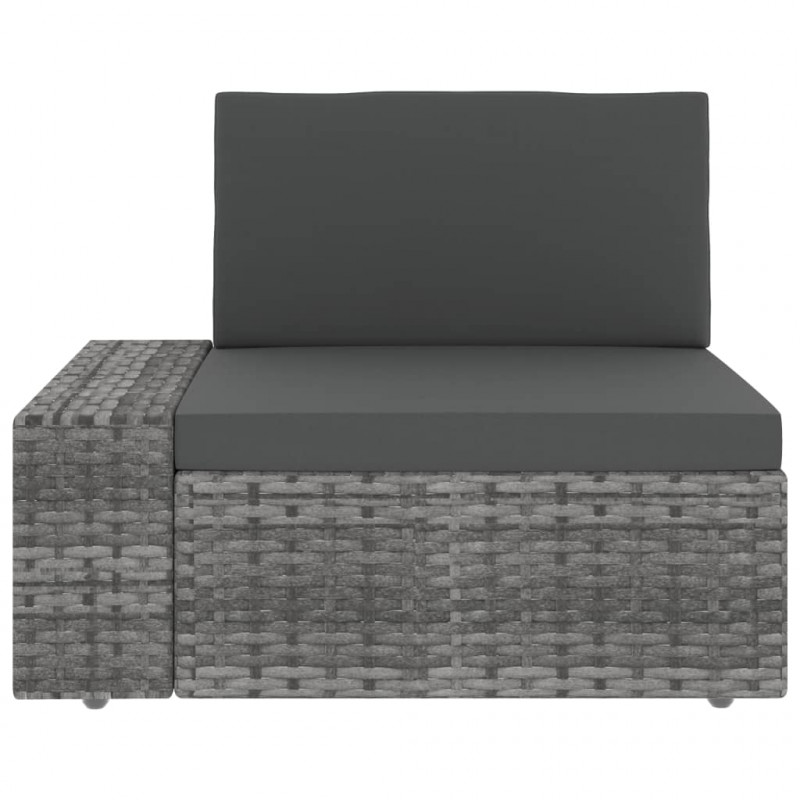 Sofa modułowa 3-osobowa, rattan PE, szara