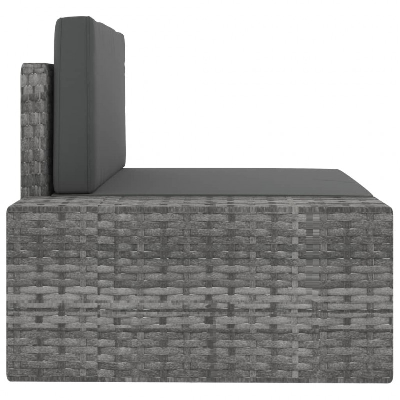 Sofa modułowa 3-osobowa, rattan PE, szara