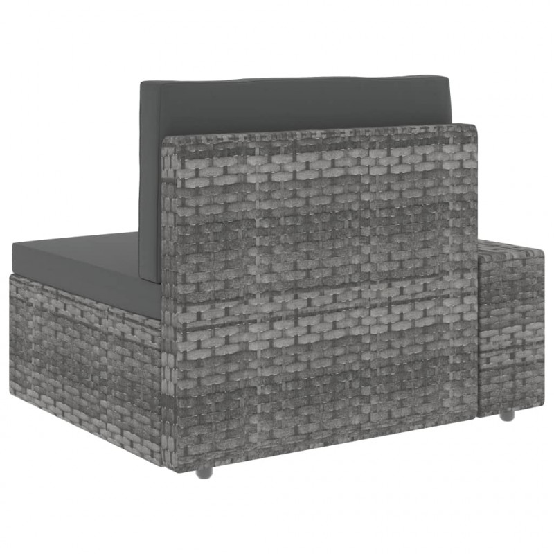 Sofa modułowa 3-osobowa, rattan PE, szara