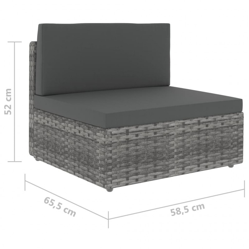 Sofa modułowa 3-osobowa, rattan PE, szara