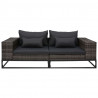 2-częściowa sofa do ogrodu, z poduszkami, polirattan, szara
