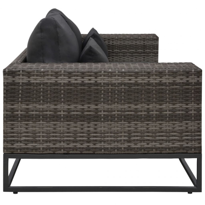 2-częściowa sofa do ogrodu, z poduszkami, polirattan, szara
