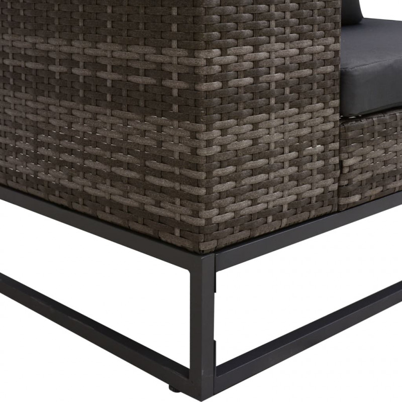 2-częściowa sofa do ogrodu, z poduszkami, polirattan, szara