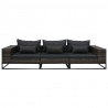 3-częściowa sofa do ogrodu, z poduszkami, polirattan, szara