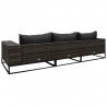 3-częściowa sofa do ogrodu, z poduszkami, polirattan, szara