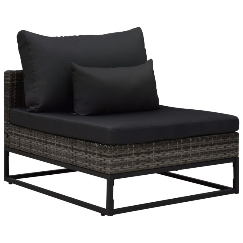 3-częściowa sofa do ogrodu, z poduszkami, polirattan, szara