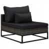 3-częściowa sofa do ogrodu, z poduszkami, polirattan, szara