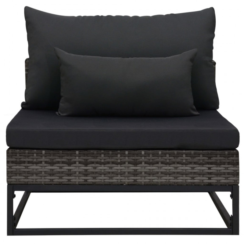3-częściowa sofa do ogrodu, z poduszkami, polirattan, szara
