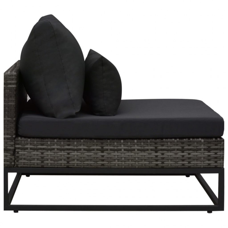 3-częściowa sofa do ogrodu, z poduszkami, polirattan, szara