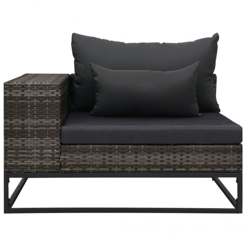 3-częściowa sofa do ogrodu, z poduszkami, polirattan, szara