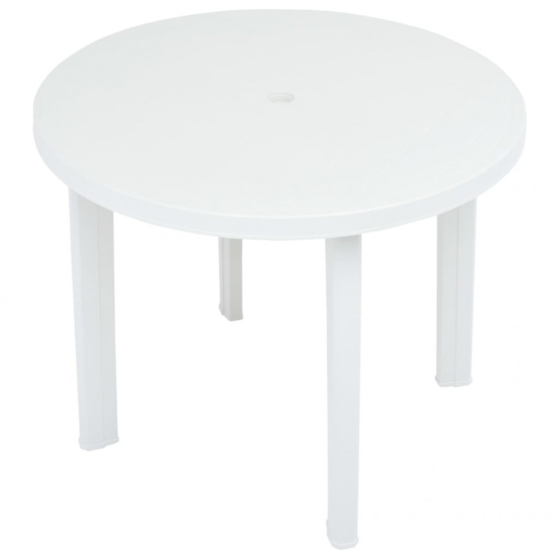 Stolik ogrodowy, biały, 89 cm, plastikowy