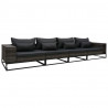 4-częściowa sofa do ogrodu, z poduszkami, polirattan, szara