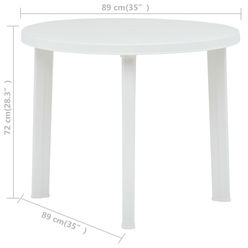 Stolik ogrodowy, biały, 89 cm, plastikowy
