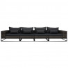 4-częściowa sofa do ogrodu, z poduszkami, polirattan, szara