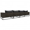 4-częściowa sofa do ogrodu, z poduszkami, polirattan, szara
