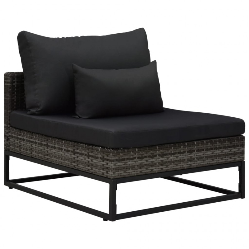 4-częściowa sofa do ogrodu, z poduszkami, polirattan, szara