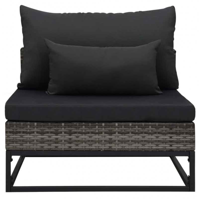 4-częściowa sofa do ogrodu, z poduszkami, polirattan, szara