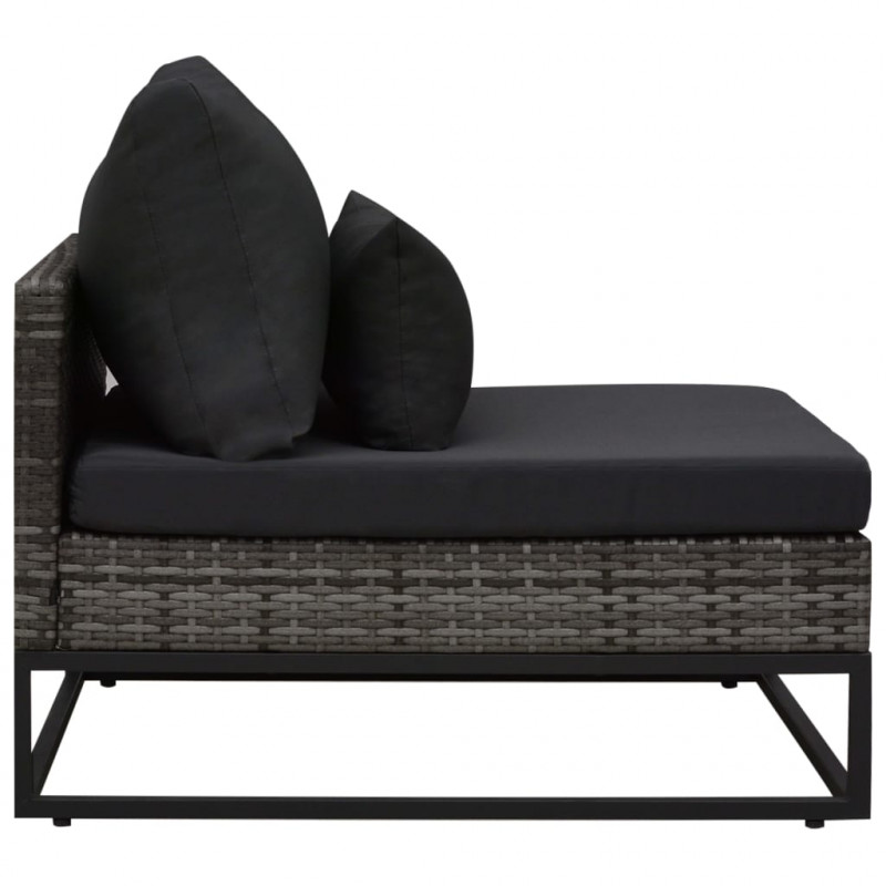 4-częściowa sofa do ogrodu, z poduszkami, polirattan, szara