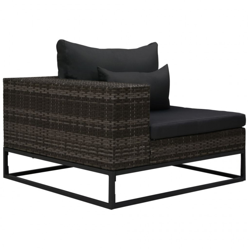 4-częściowa sofa do ogrodu, z poduszkami, polirattan, szara