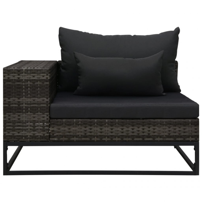 4-częściowa sofa do ogrodu, z poduszkami, polirattan, szara