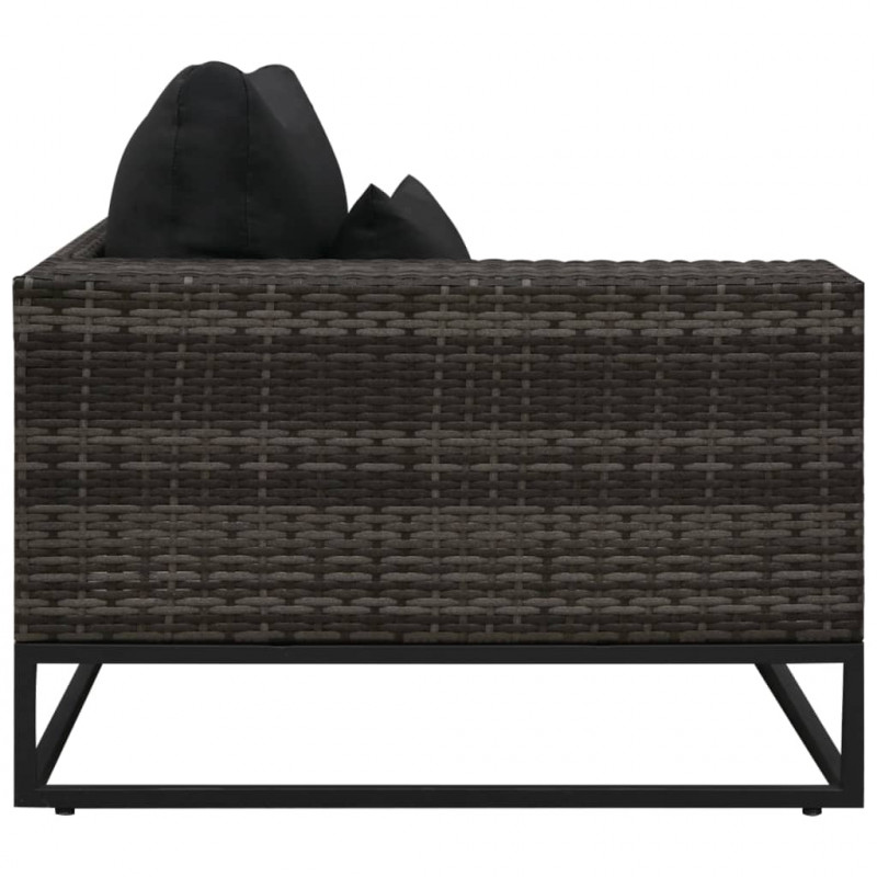 4-częściowa sofa do ogrodu, z poduszkami, polirattan, szara