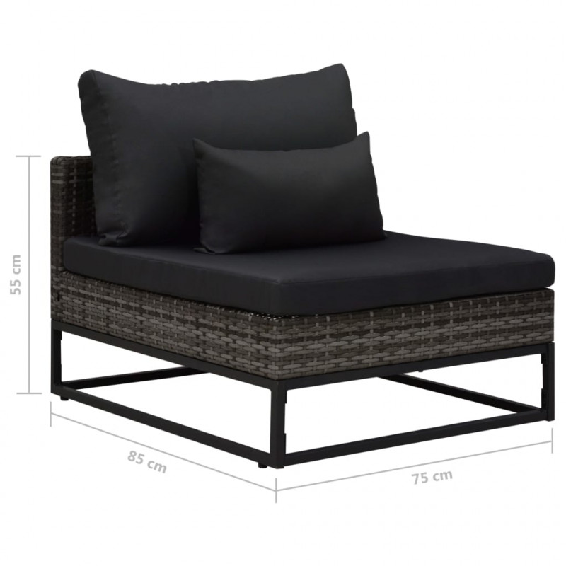 4-częściowa sofa do ogrodu, z poduszkami, polirattan, szara