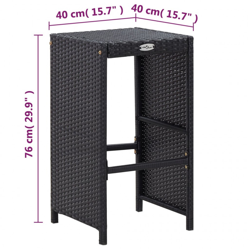 7-cz. zestaw barowy do ogrodu z poduszkami, rattan PE, czarny