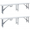 Składane ławki ogrodowe, 2 szt., 180 cm, HDPE, białe