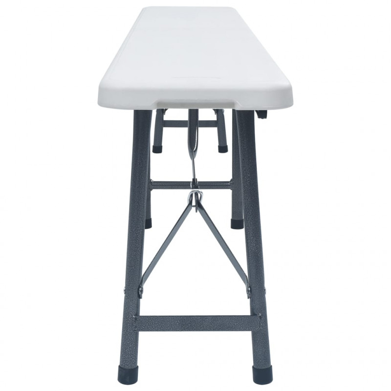Składane ławki ogrodowe, 2 szt., 180 cm, HDPE, białe