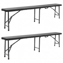 Składane ławki ogrodowe, 2 szt., 180 cm, HDPE, czarne