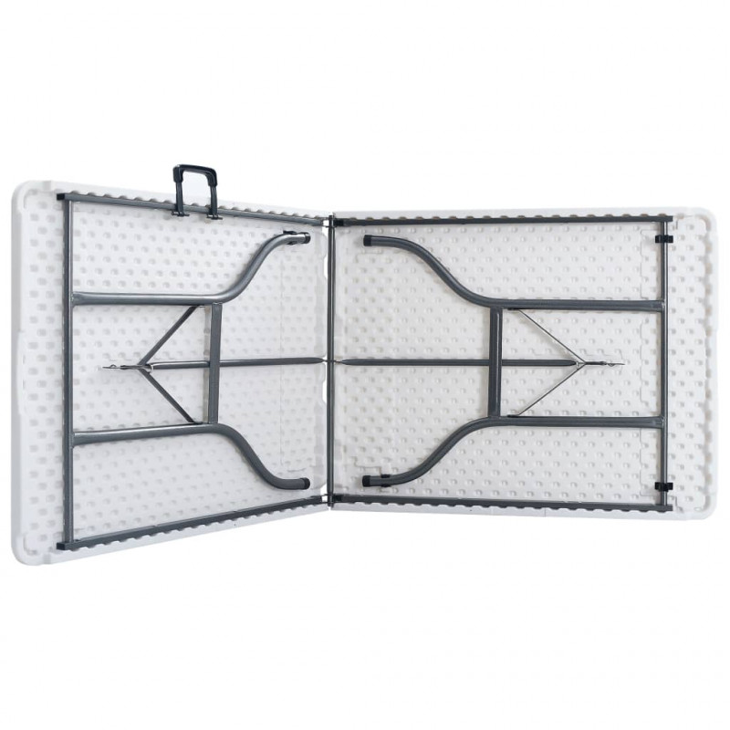 Składany stół ogrodowy z 2 ławkami, 180 cm, stal i HDPE, biały