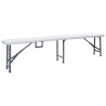 Składany stół ogrodowy z 2 ławkami, 180 cm, stal i HDPE, biały
