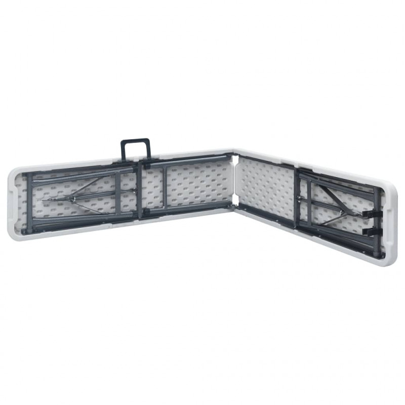 Składany stół ogrodowy z 2 ławkami, 180 cm, stal i HDPE, biały