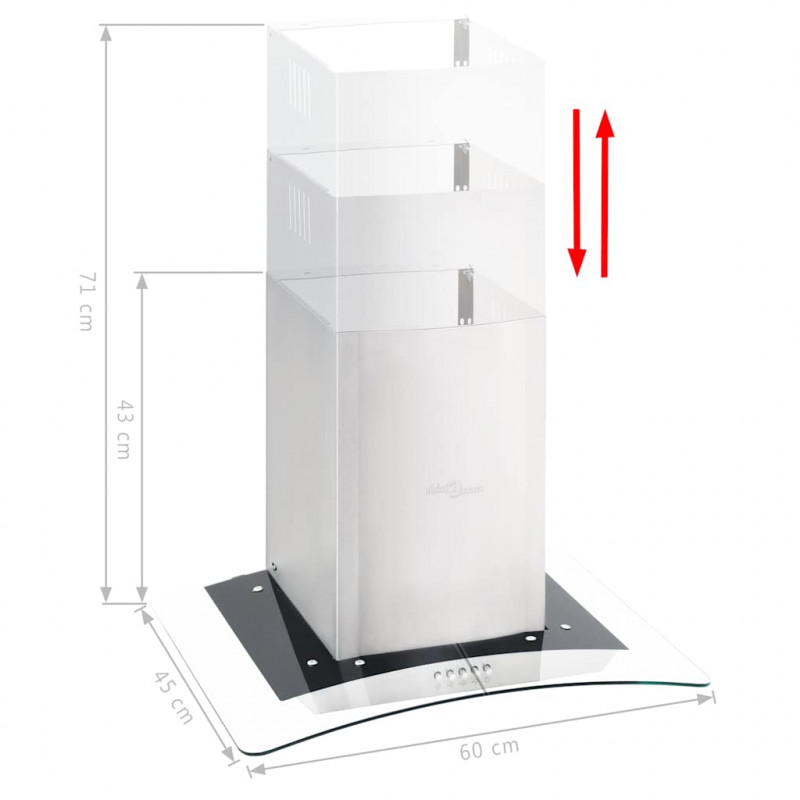 Okap kuchenny LED, ścienny, stal nierdzewna, 60 cm, 756 m³/h