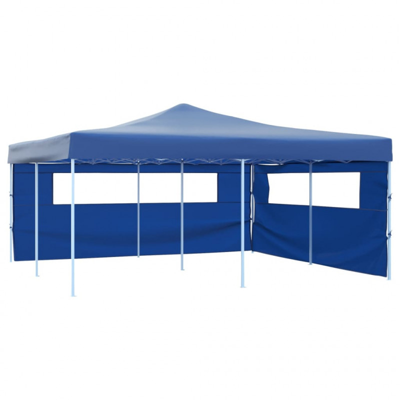 Składana altana z 2 ścianami, 5x5 m, niebieska
